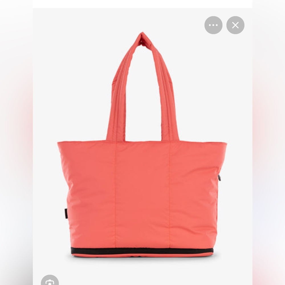 Calpak expandable light weight laptop travel tote in watermelon